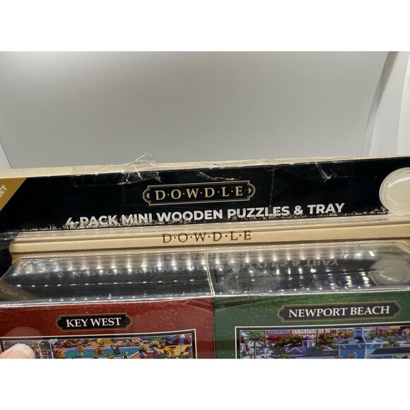 Dowdle Set 4-Pack Beaches of Mini Wooden Puzzles & Tray New And Sealed - Picture 8 of 13